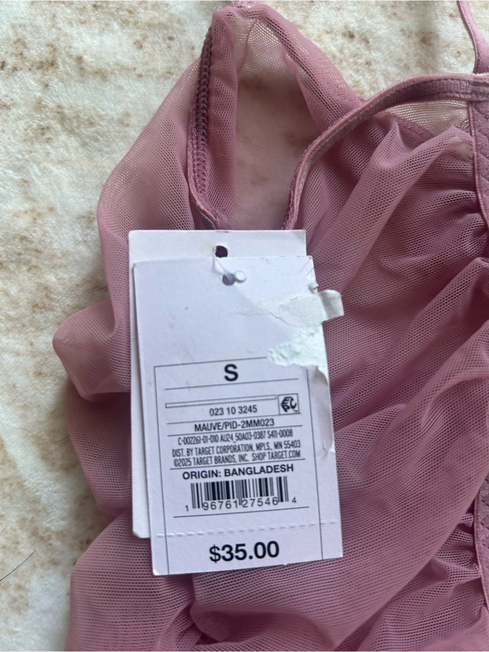 Auden Dusty Rose Ruched Mesh Slip - Picture 4 of 5